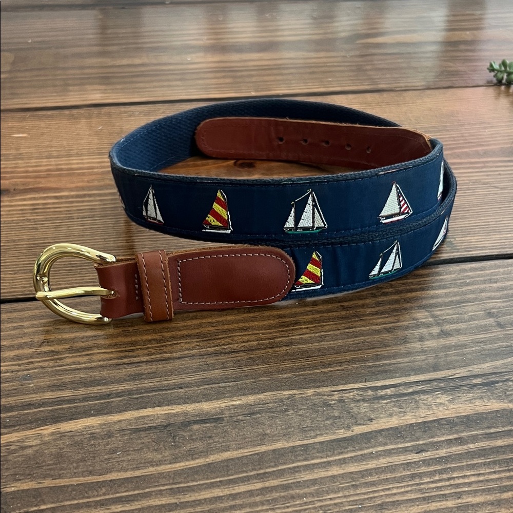 Men's Sailboat Design Belt- The Belted Cow- Size 34